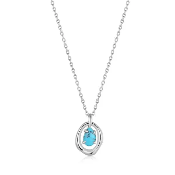 Turquoise Wave Circle Pendant Necklace Vaughan's Jewelry Edenton, NC
