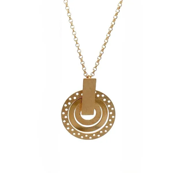 SS/YGP Perforated Circle Necklace Vaughan's Jewelry Edenton, NC
