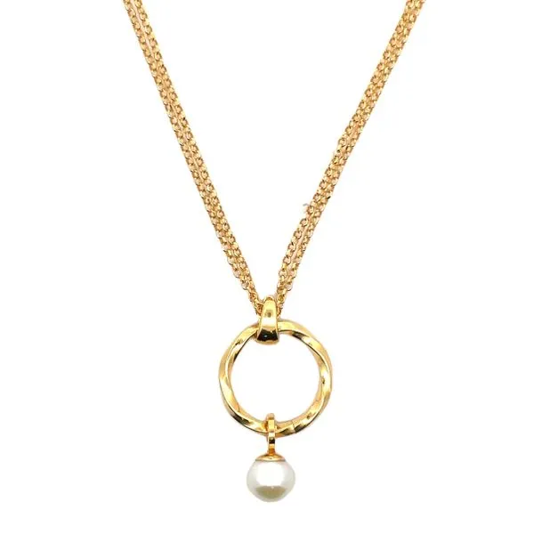 SS/YGP FWP Wavy Circle Drop Necklace Vaughan's Jewelry Edenton, NC