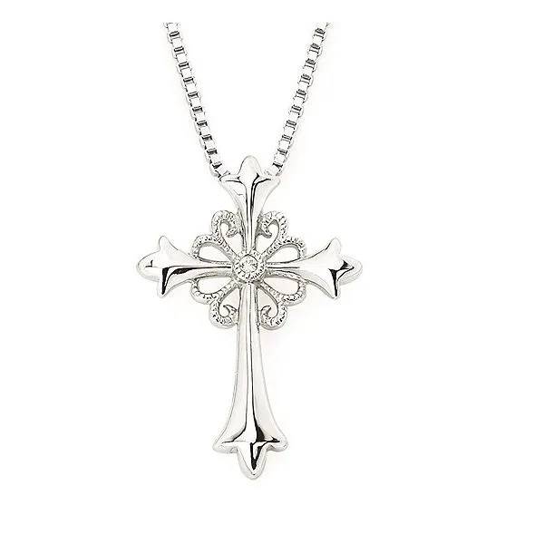 SS .01CTTW Diamond Cross Pendant Vaughan's Jewelry Edenton, NC