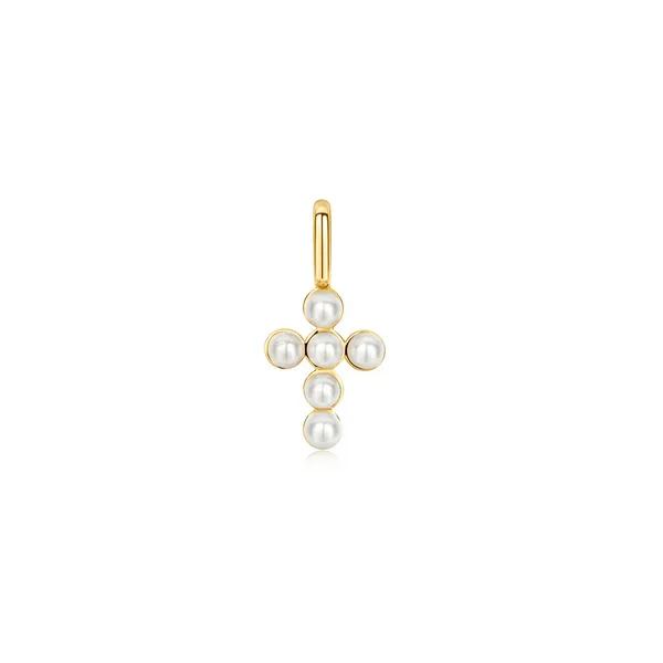 YGP Gold Pearl Cross Charm Vaughan's Jewelry Edenton, NC