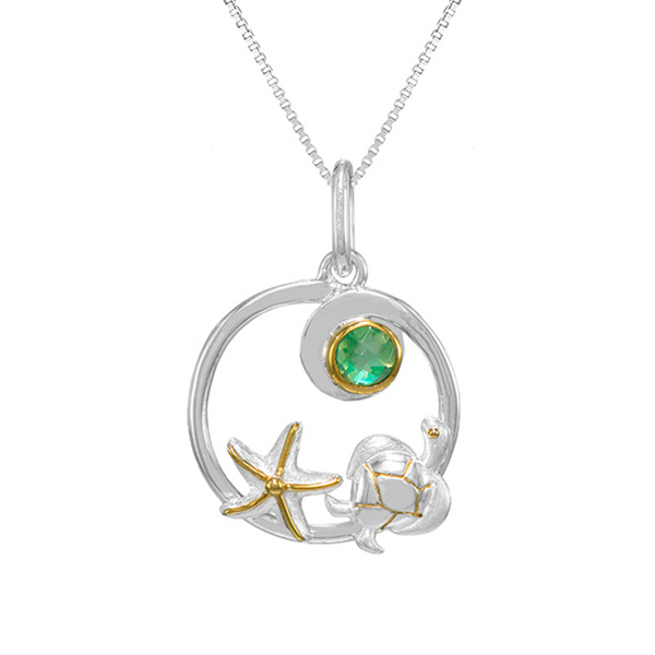 SS/22k Gold Vermeil White FWP/Baby Blue Topaz Crab Pendant Vaughan's Jewelry Edenton, NC