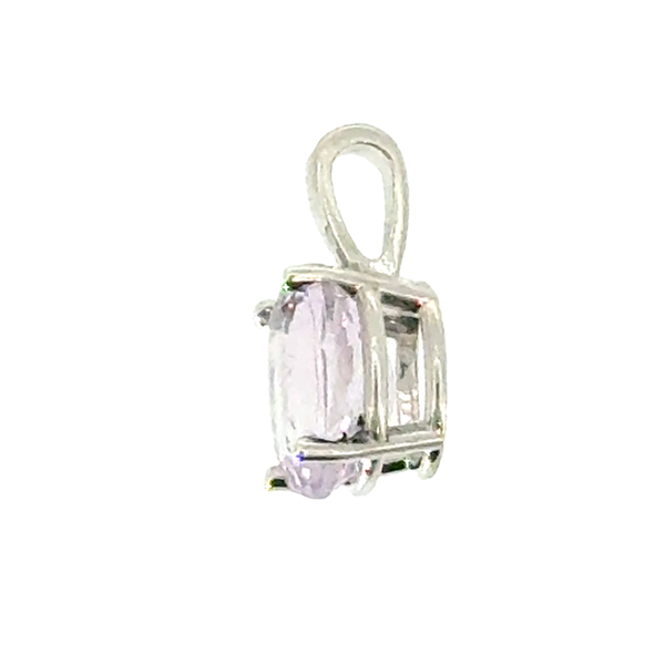 SS 12x10mm Oval Pink Stone Pendant Image 2 Vaughan's Jewelry Edenton, NC