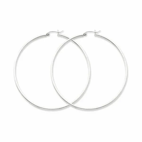 SS 2mm Polished Hollow Hoop Earrings Vaughan's Jewelry Edenton, NC