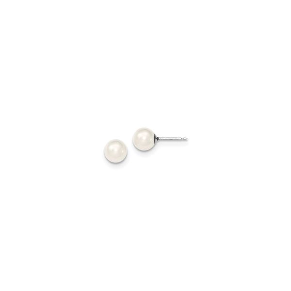 SS 5-6mm White Freshwater Cultured Round Pearl Stud Earrings Vaughan's Jewelry Edenton, NC