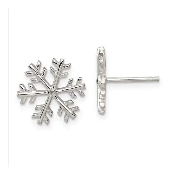 SS Polished Snowflake Stud Earrings Vaughan's Jewelry Edenton, NC