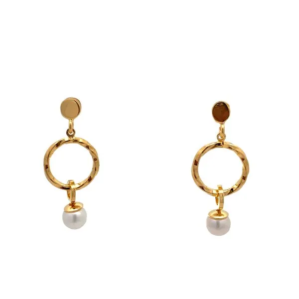 SS/YGP Wavy Circle Drop Earrings Vaughan's Jewelry Edenton, NC