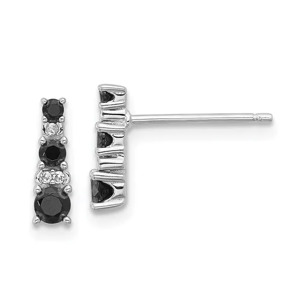 SS Rhodium-plated Black Spinel & White Sapphire Stud Earrings Vaughan's Jewelry Edenton, NC