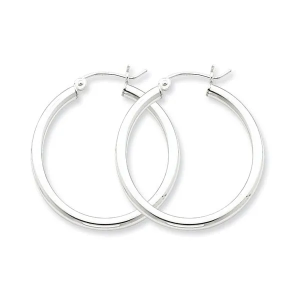 SS Rhodium Plated 2.5mm Hoop Earring 31mm Vaughan's Jewelry Edenton, NC