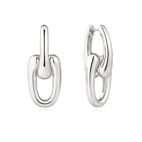 SS Sculptural Interlocking Huggie Hoop Earrings Vaughan's Jewelry Edenton, NC