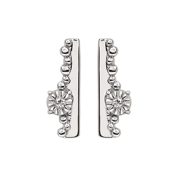 SS 0.02CTTW Diamond Bar Earrings Vaughan's Jewelry Edenton, NC