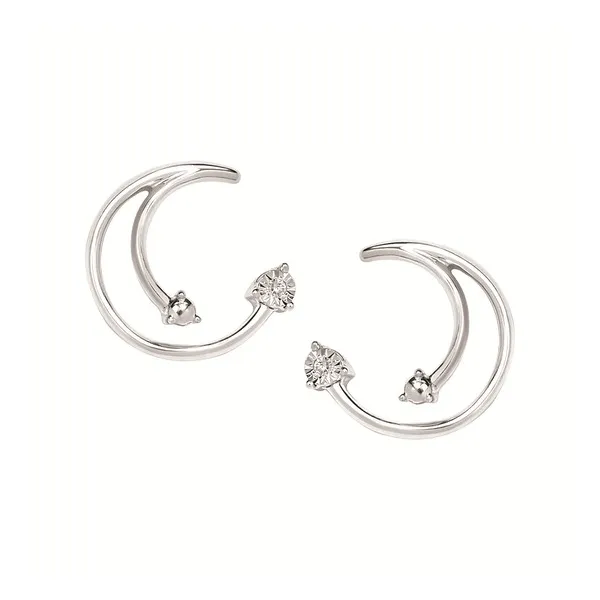SS 0.01CTTW Diamond Moon Swirl Earrings Vaughan's Jewelry Edenton, NC