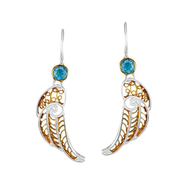 SS/22k Gold Vermeil Sky Blue Topaz Angel Wing Earrings Vaughan's Jewelry Edenton, NC