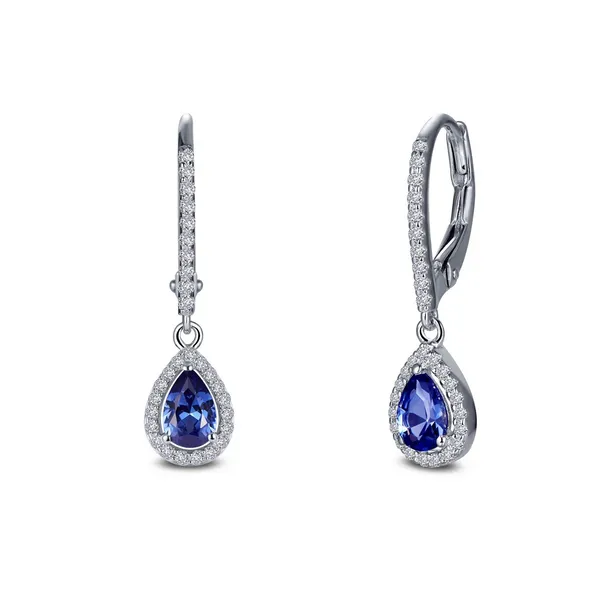 SS 1.36CTTW Lab Grown Tanzanite Halo Drop Earrings Vaughan's Jewelry Edenton, NC