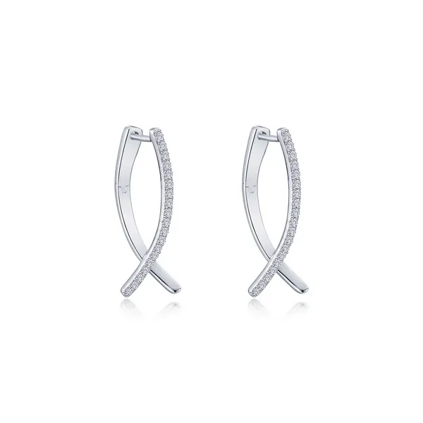 SS .38CTTW Crossover Oval Hoop Earrings Vaughan's Jewelry Edenton, NC