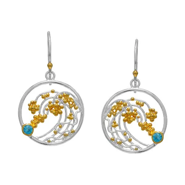 SS/22k Gold Vermeil Wave Dangle Earrings Baby Blue Topaz Vaughan's Jewelry Edenton, NC