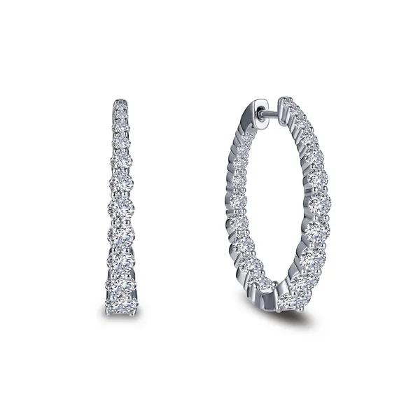 SS 2.62CTTW Graduated Round Simulated Diamond Hoop Earrings Vaughan's Jewelry Edenton, NC