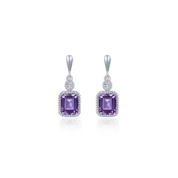 SS Simulated Amethyst & Lassaire Dangle Earrings - Feb Vaughan's Jewelry Edenton, NC
