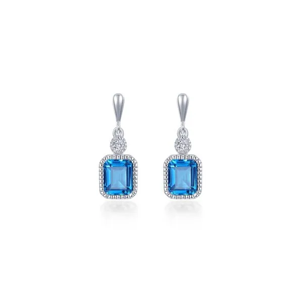SS Simulated Blue Topaz & Lassaire Dangle Earrings - Dec Vaughan's Jewelry Edenton, NC