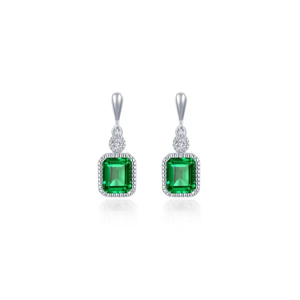 SS Simulated Emerald & Lassaire Dangle Earrings - May Vaughan's Jewelry Edenton, NC