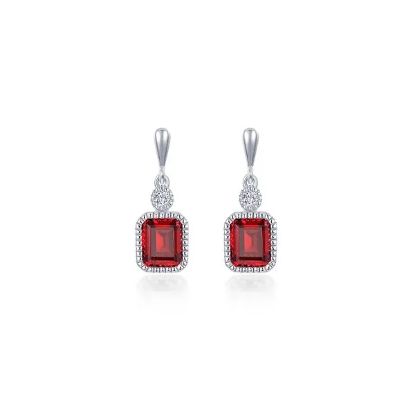 SS Simulated Garnet & Lassaire Dangle Earrings - Jan Vaughan's Jewelry Edenton, NC