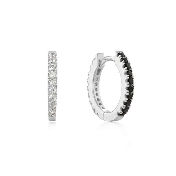 SS Black & White CZ Huggie Hoops Vaughan's Jewelry Edenton, NC