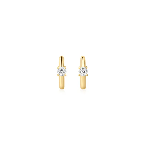YGP Solitaire CZ Mini Huggie Hoops Vaughan's Jewelry Edenton, NC