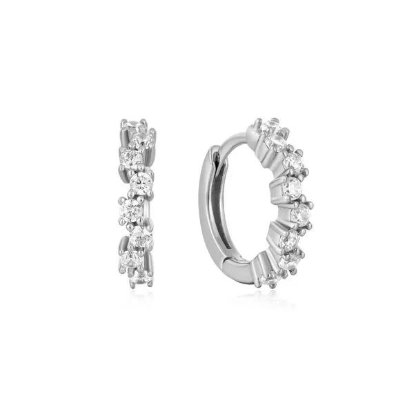 SS Sparkle Cluster Huggie Hoop Earrings Vaughan's Jewelry Edenton, NC
