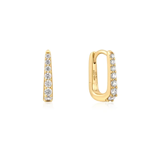 YGP Oval Pave Huggie Earrings Vaughan's Jewelry Edenton, NC