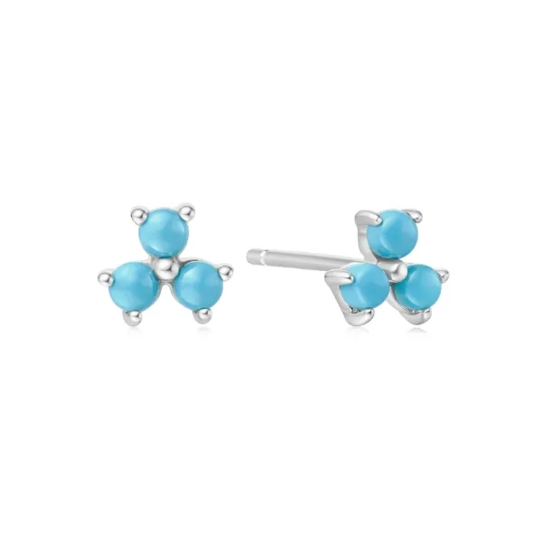 SS Lab Created Turquoise Lotus Stud Earrings Vaughan's Jewelry Edenton, NC