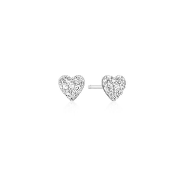 SS Pave' Heart Stud Earrings Vaughan's Jewelry Edenton, NC
