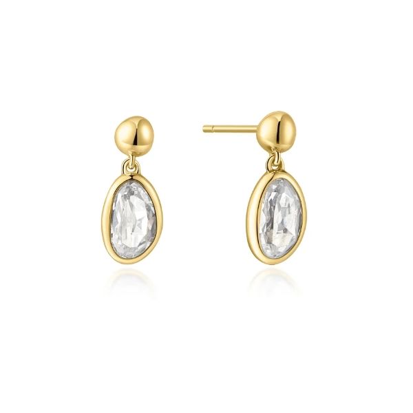 YGP Bezel Organic Pebble Dangle Stud Earrings Vaughan's Jewelry Edenton, NC