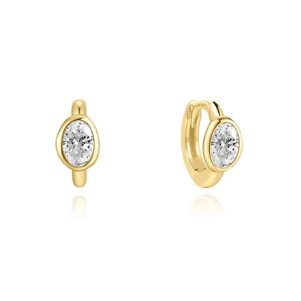 YGP Bezel Organic Pebble Huggie Hoop Earrings Vaughan's Jewelry Edenton, NC