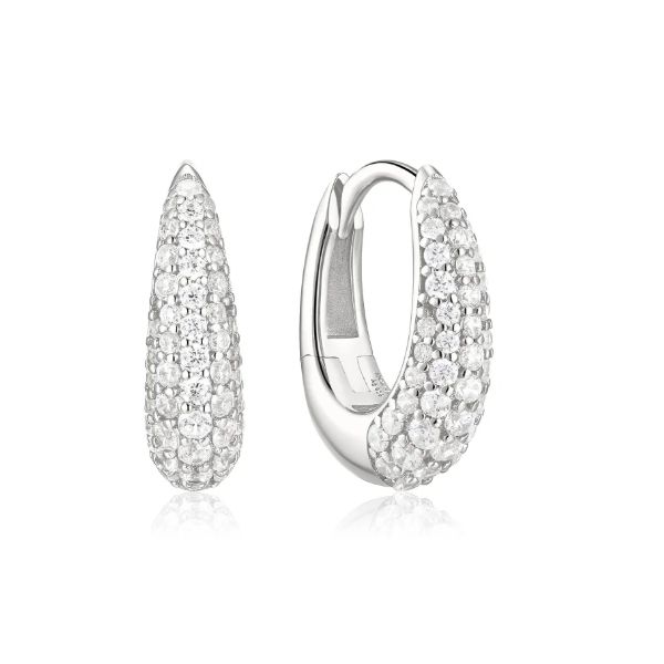 SS Pavé Dome Huggie Hoop Earrings Vaughan's Jewelry Edenton, NC