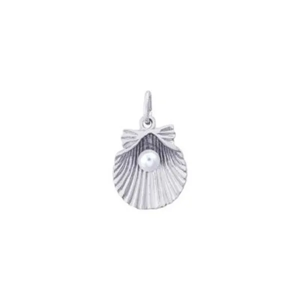 SS Clamshell with Pearl Charm Vaughan's Jewelry Edenton, NC