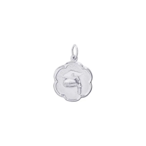 SS Graduation Cap Scalloped Disc Charm Vaughan's Jewelry Edenton, NC