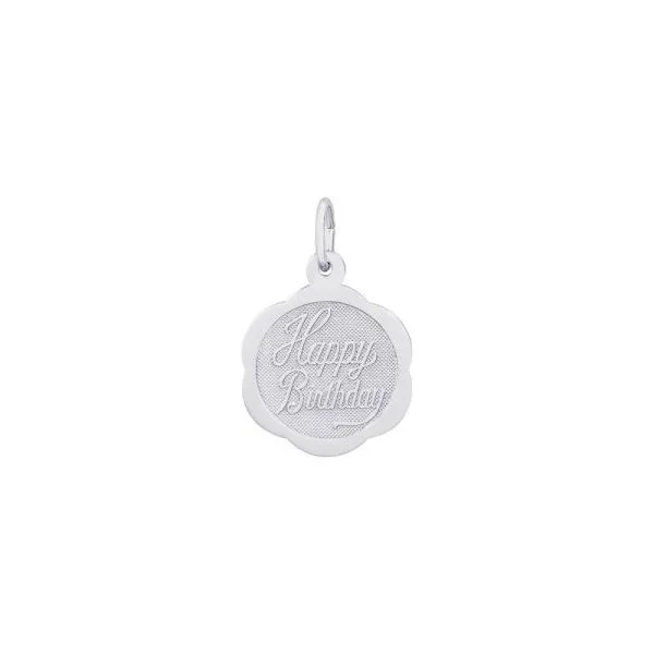 SS Happy Birthday Scalloped Disc Charm Vaughan's Jewelry Edenton, NC