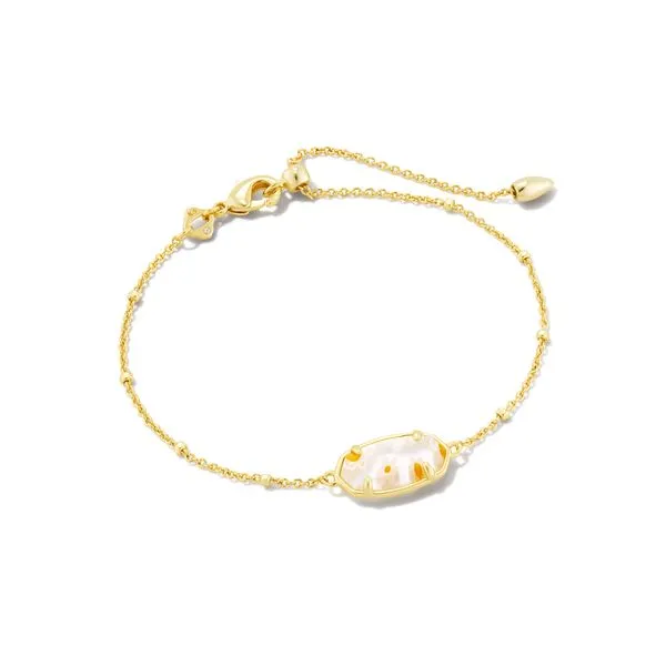 Framed Elaina Delicate Bracelet - Gold/White Mosaic Glass - SPRING23 Vaughan's Jewelry Edenton, NC