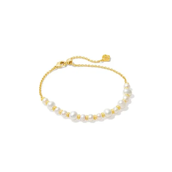 Jovie Beaded Chain Adjustable Bracelet, Gold White Pearl -- SUM23 Vaughan's Jewelry Edenton, NC