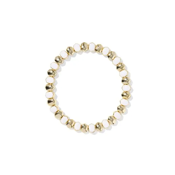 Daphne Enamel Stretch Bracelet - Gold/White Enamel Vaughan's Jewelry Edenton, NC