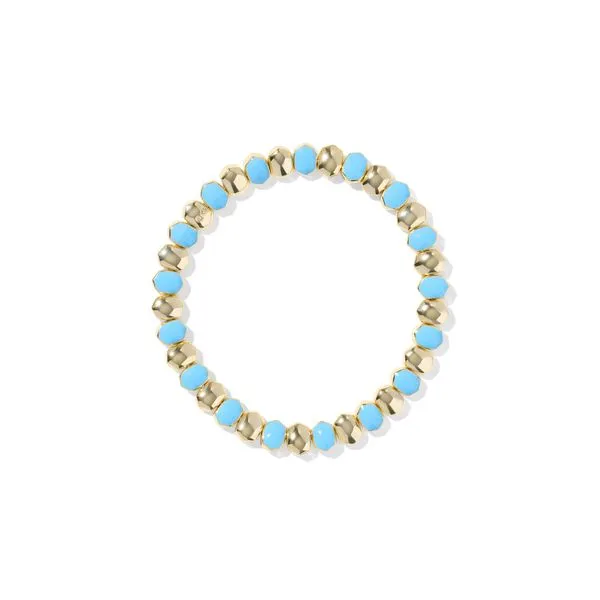 Daphne Enamel Stretch Bracelet - Gold/Light Blue Enamel Vaughan's Jewelry Edenton, NC
