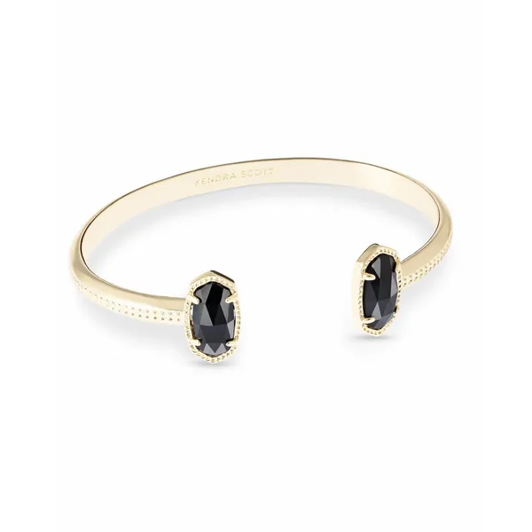 Elton Cuff Bracelet - Gold/Black Opaque Glass Vaughan's Jewelry Edenton, NC