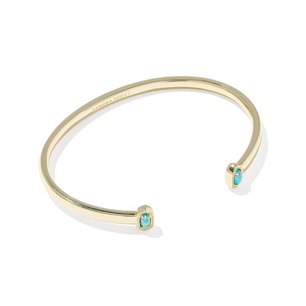 Mini Elton Cuff Bracelet - Gold/Blue Lab Grown Opal Vaughan's Jewelry Edenton, NC