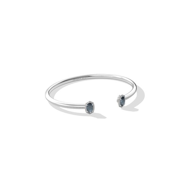 Mini Elton Luxe Cuff Bracelet - Rhodium/Steel Blue Crystal Vaughan's Jewelry Edenton, NC