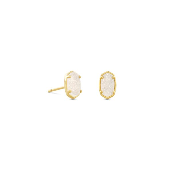 Emilie Stud Earring, Gold/Iridescent Drusy - SP21 Vaughan's Jewelry Edenton, NC