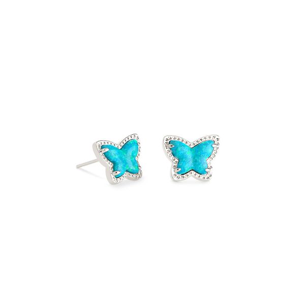 Lillia Butterfly Stud Earring, Rhodium/Turquoise Opal -SP21 Vaughan's Jewelry Edenton, NC