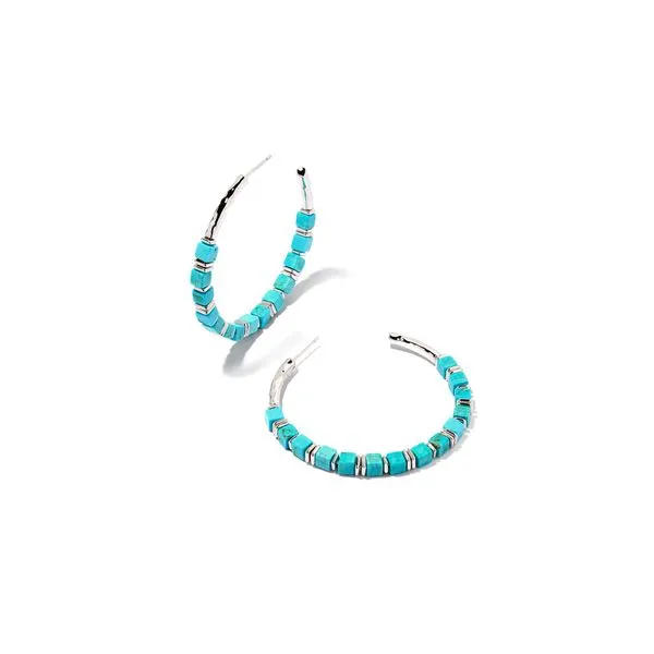 Ember Hoop Earring - Rhodium/Vareigated Turquoise - SUM22 Vaughan's Jewelry Edenton, NC