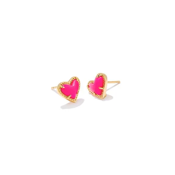 Ari Heart Stud Earrings - Gold/Neon Pink Vaughan's Jewelry Edenton, NC