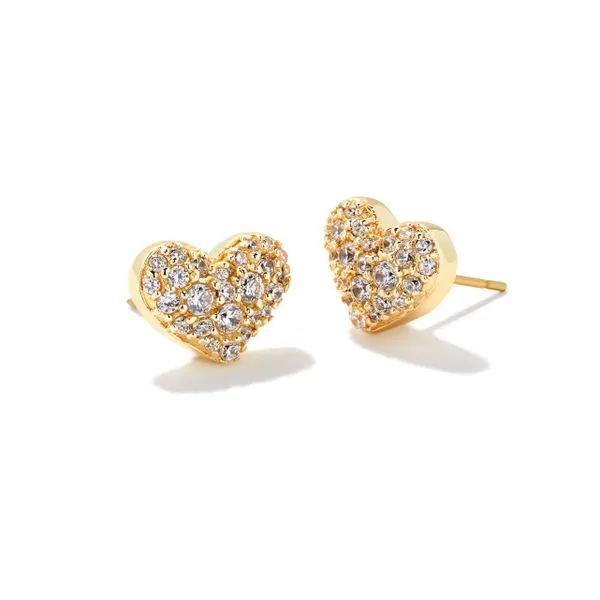 Ari Pave Crystal Heart Earring - Gold/White CZ - WIN22 Vaughan's Jewelry Edenton, NC