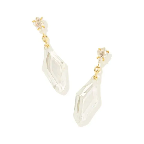 Alexandria Statement Earrings -- Gold/Luster Clear Glass WIN23 Vaughan's Jewelry Edenton, NC